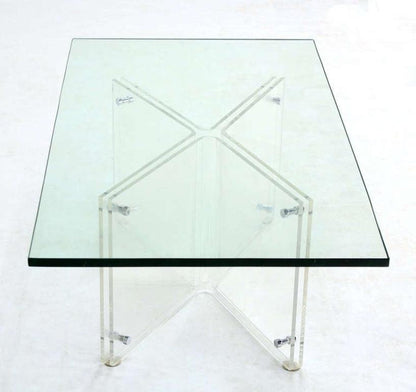 Mid-Century Modern Lucite Base and Glass-Top Coffee Table