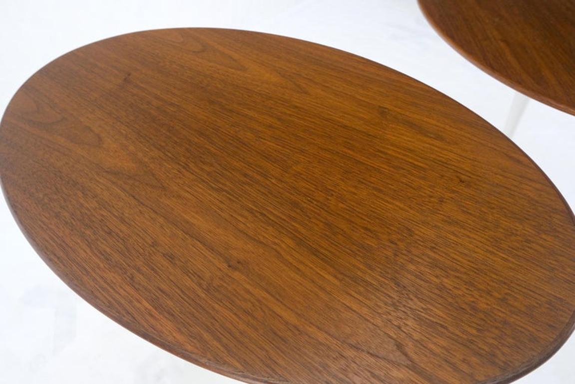 Pair of Knoll Saarinen Oval Walnut Tulip Side End Tables Stands Mint!