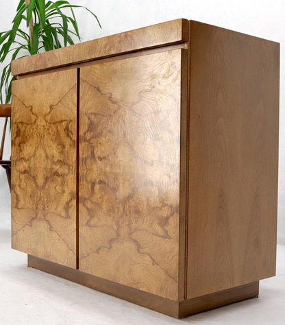 Lane Burl Wood Two-Door Pull Out Laminated Serving Tray Credenza Liquor Cabinet