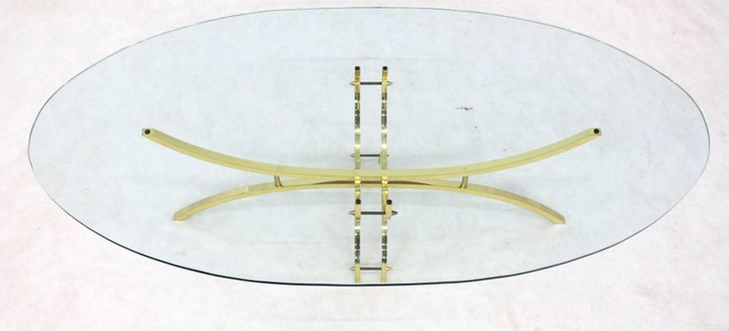 Oval Brass & Glass Coffee Table