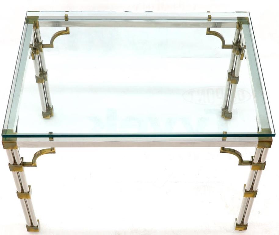 Petit Chrome Brass and Thick Glass Top Dining or Writing Table