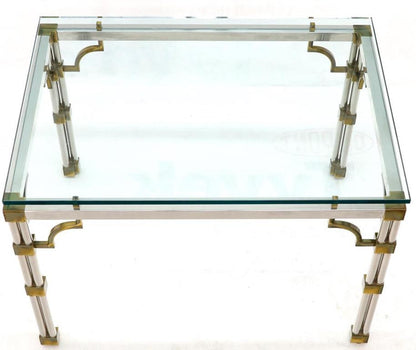 Petit Chrome Brass and Thick Glass Top Dining or Writing Table