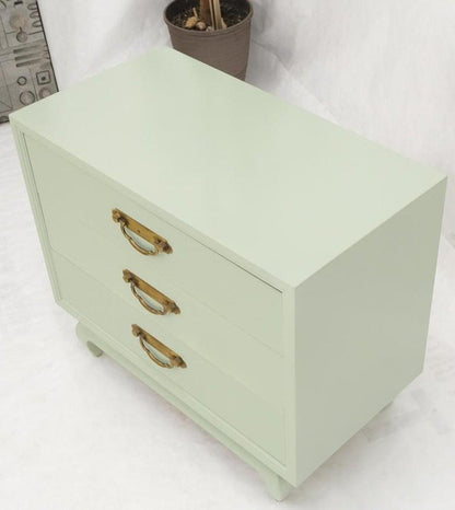 Light Olive Lacquer Oriental Base Legs 3 Drawer Accent Dresser Bachelor Chest