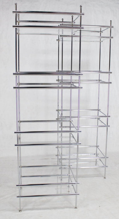 Pair of Deep Profile Chrome and Lucite Étagères Shelves