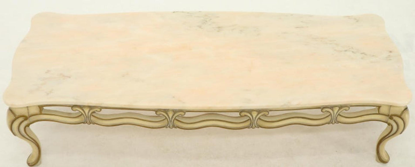 Marble to Pierced Carving Country French Provincial Coffee Table Cabriole Legs