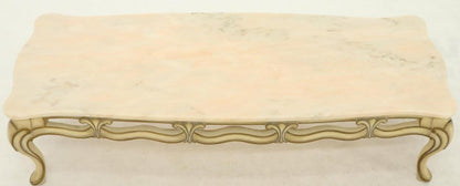 Marble to Pierced Carving Country French Provincial Coffee Table Cabriole Legs