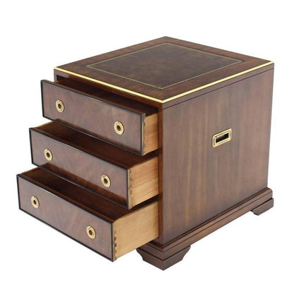 Three Drawer Campaign Style Three-Drawer Chest Occasional Cabinet Stand Table