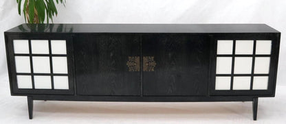 Ebonized Cerused Walnut Long Credenza Dresser