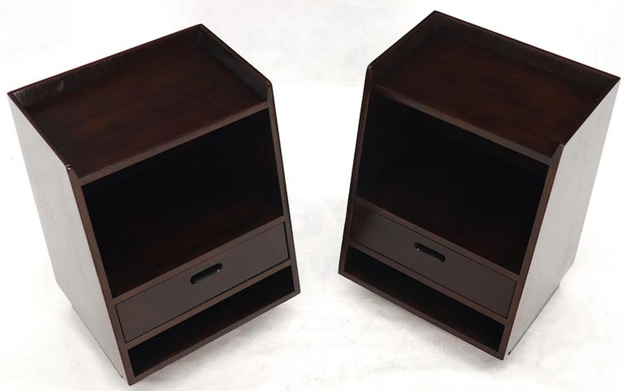 Pair of Edward Wormley for Dunbar Dark Chocolate End Tables Nightstands