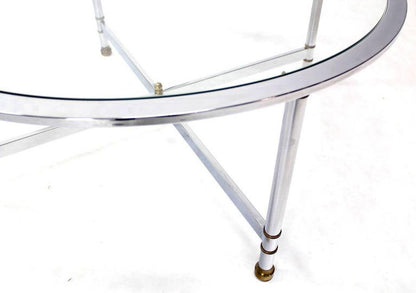 Chrome Brass and Glass Round Coffee Table by Jansen