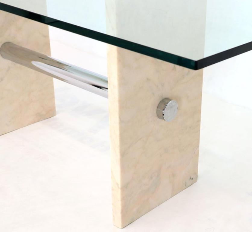 Glass Top Marble and Chrome Base Rectangular Dining Conference Table