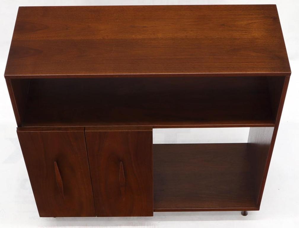 Walnut Mid-Century Modern Accordion Door Entry Hall Cabinet Console Credenza