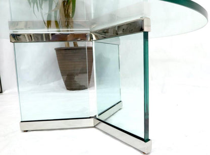 Thick Glass and Chrome Round Mid-Century Modern Coffee Table