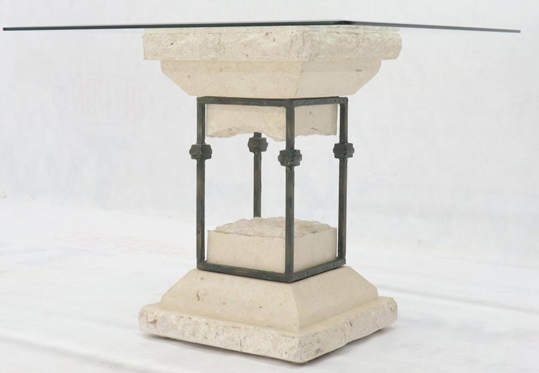 Single Suspended Pedestal Base Square Glass Top Side Table