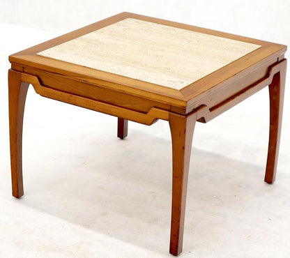 Pair of Square Small End Tables Stands with Marble Tops