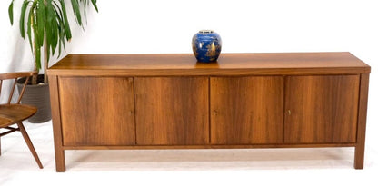 Long Rosewood Danish Mid-Century Modern 4 Doors Drawers Credenza Finished Back