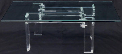 Rectangular Glass top Lucite Base Coffee Table