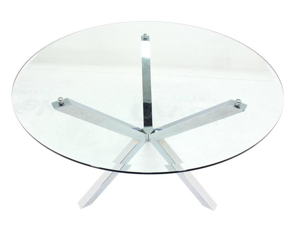 Thick Glass Top Jacks Shape Base Dining Center Game Table Gueridon