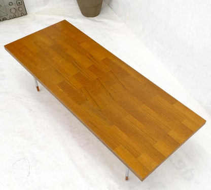 Danish Mid-Century Modern Rectangle Coffee Table on Chrome Cylinder Legs