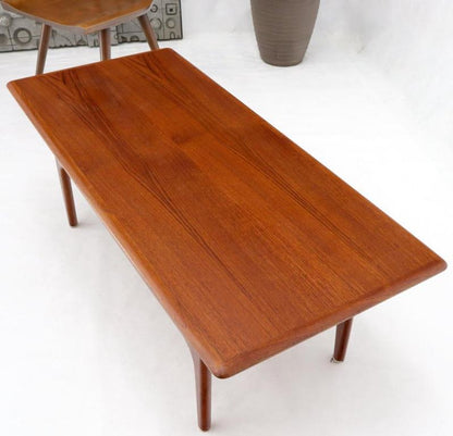 Danish Teak Mid-Century Modern Rectangular Coffee Table with Cane Shelf