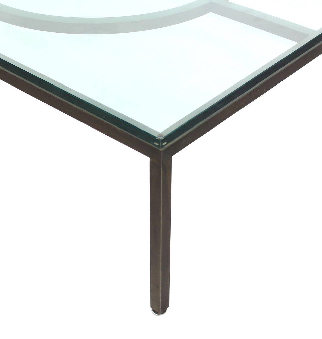 Extra Large Wide Rectangle Bronzed Frame Modern Coffee Table 3/4" Thick Glass