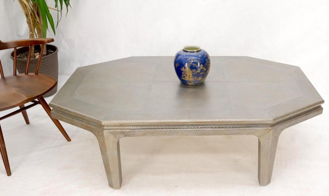 Embossed Leather Rapped Boat Shape Coffee Table