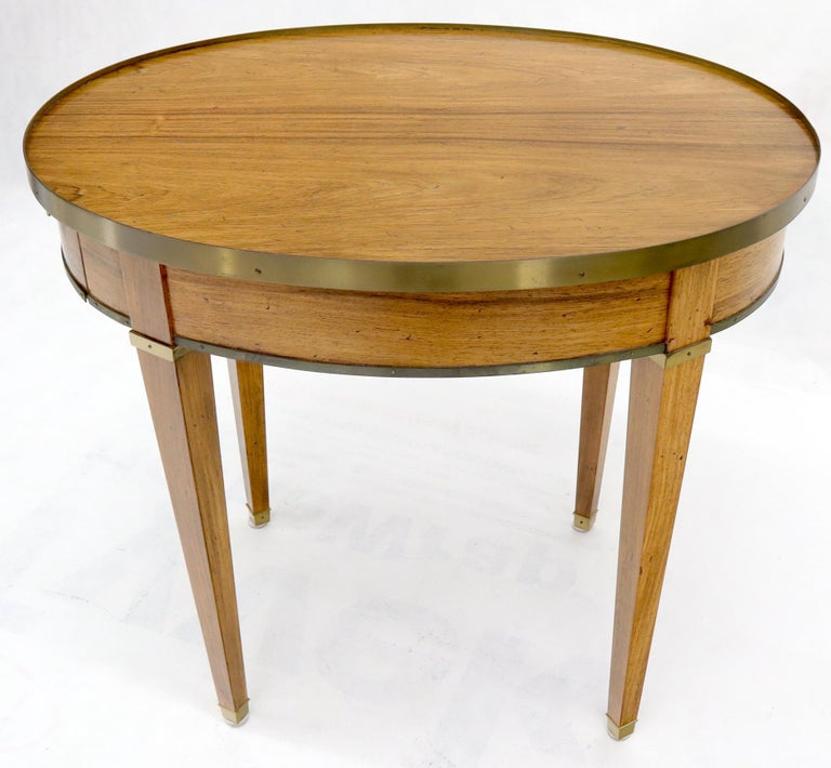 Oval Brass Gallery One-Drawer End Side Table in Bleached Rosewood by Baker