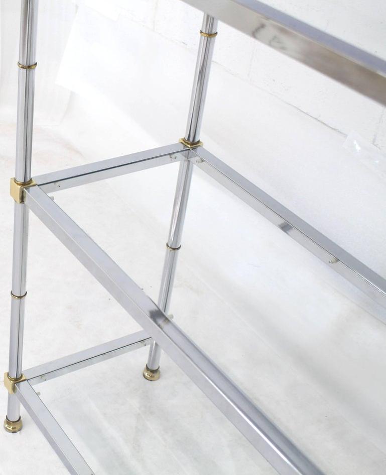 Brass Chrome Glass Tall Etagere