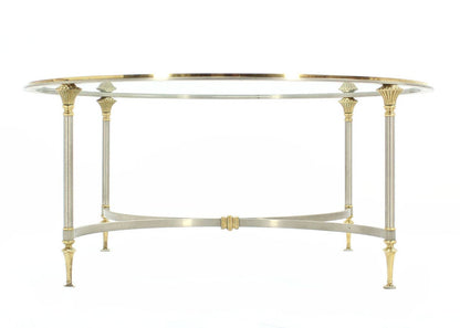 Round Glass Brass and Pewter Round Coffee Table