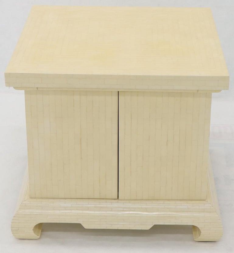 Large Oversize Tessellated Bone Accent Stand Cabinet Side End Table