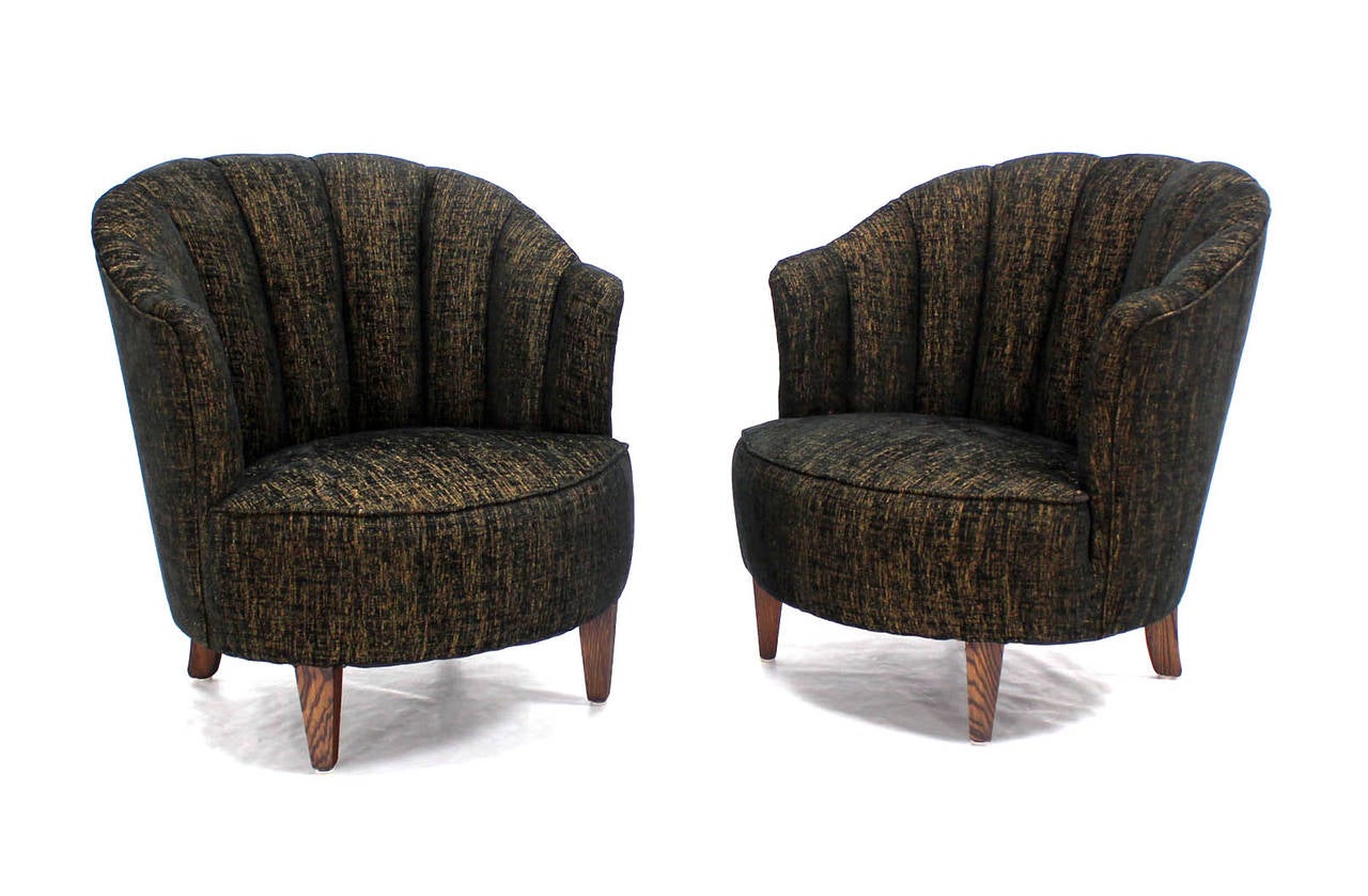 Barrel Scallop Back Ribbed Back Upholstery Wing Chairs NEW UPHOLSTERY