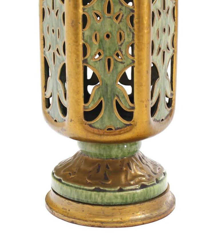 Large Ornate Art Pottery Base Table Lamp