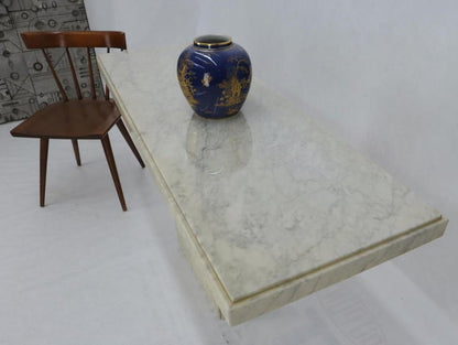 Rectangle White Marble Top Pedestal Base Console Sofa Table