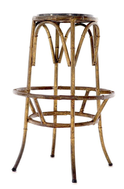 Forged Round Faux Bamboo Metal Stand with Marble Top