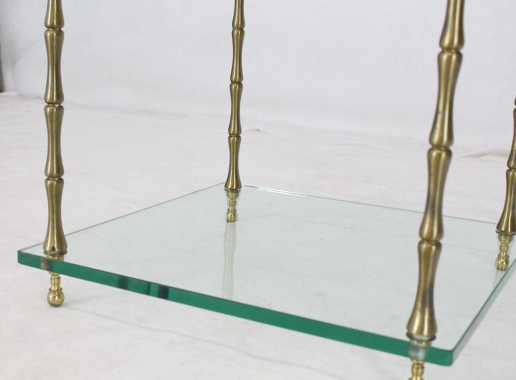 Glass Faux Bamboo Brass Cube Square Side Table Stand