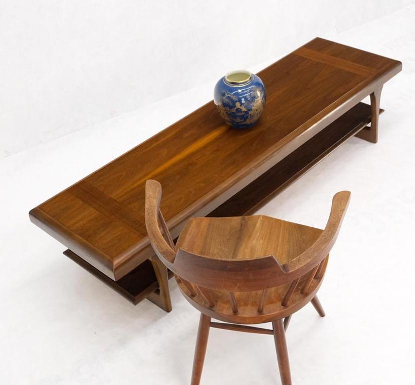 Mid-Century Modern Long Walnut Bench Coffee Table by Lane