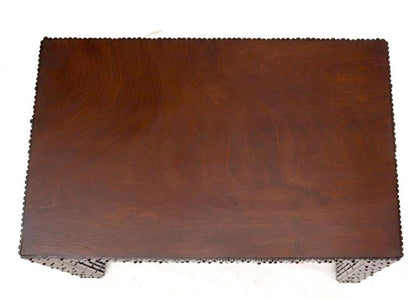 Faux Bamboo Rectangle Walnut Finish Side End Coffee Table