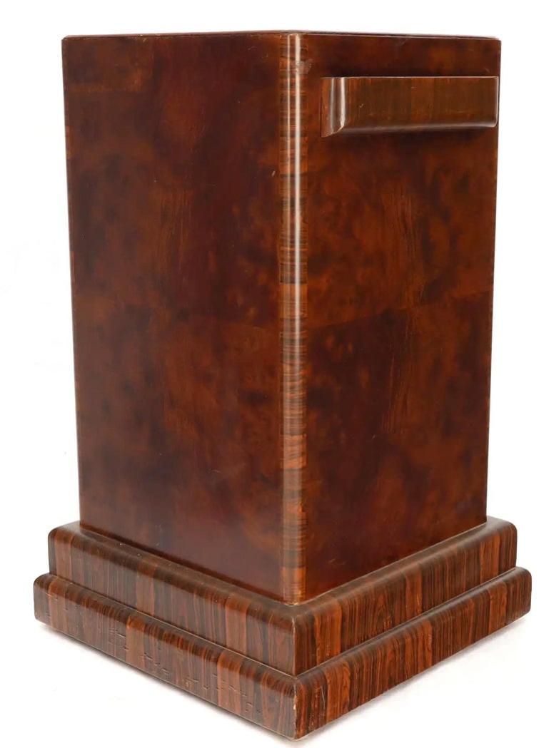 Art Deco Square Burl Walnut Pedestal