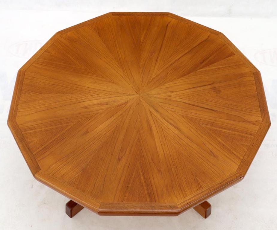 Danish Mid-Century Modern Hexagon Top Heavy Cross Base Coffee Table