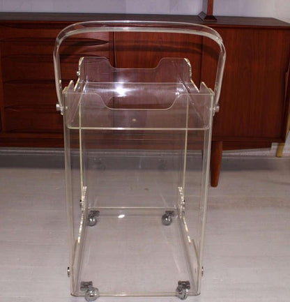 Bent Lucite Studio Crafted Mid-Century Modern Tea Bar Cart on Wheels MINT!