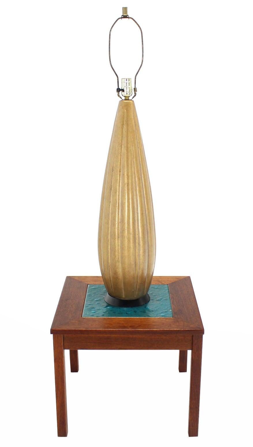 Midcentury 37" Tall Carved Gilt Vegetable Squash Shape Table Lamp circa 1970s