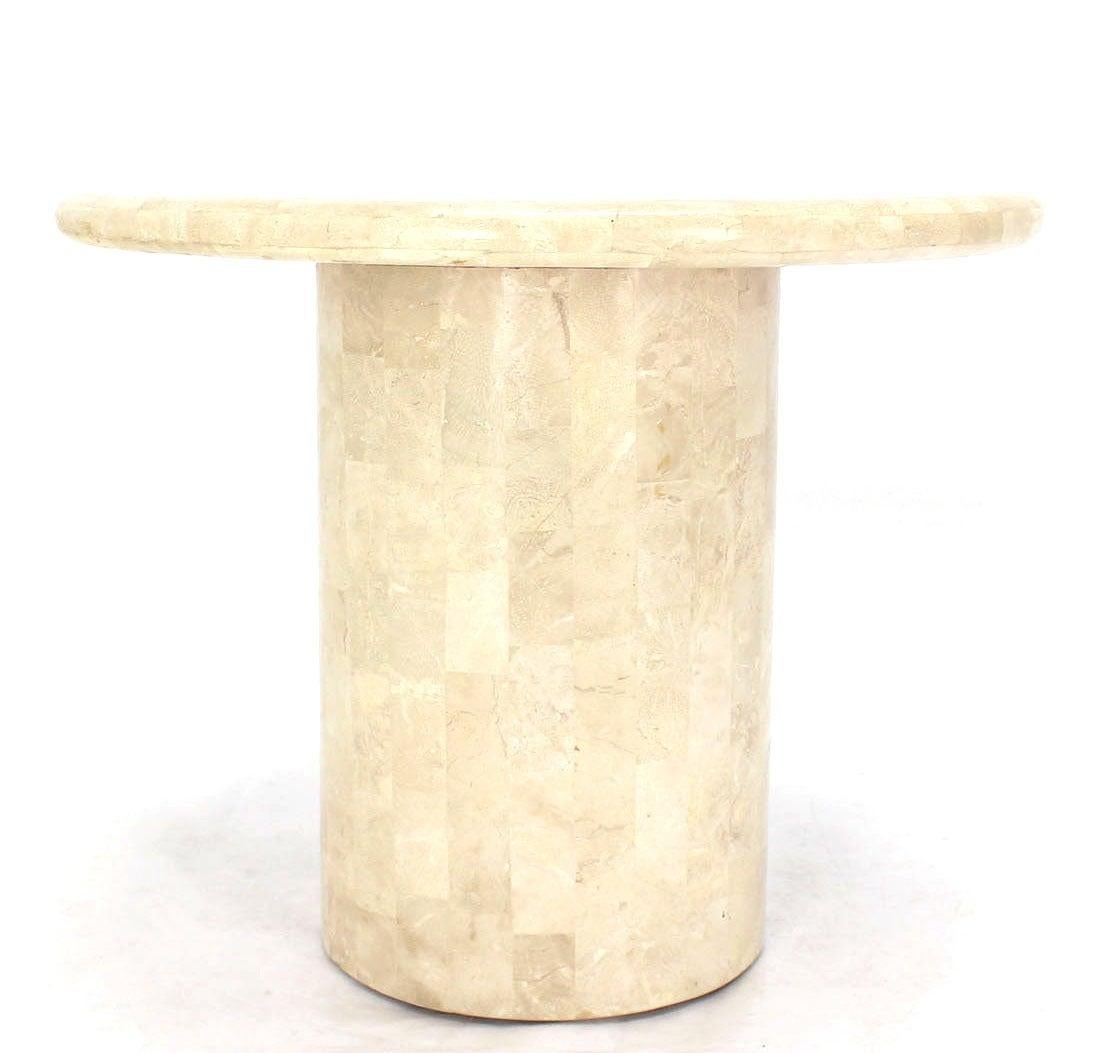 Mid Century Modern Tessellated Stone Veneer End Side Lamp Table Pedestal Stand