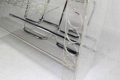 Mid Century Modern Chrome Lucite Bar with Two Bar Stools