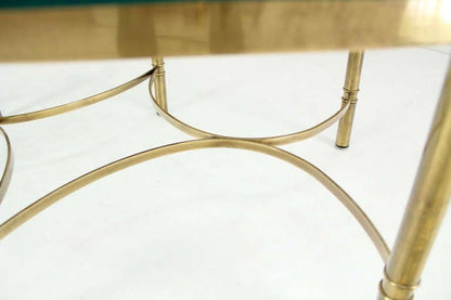 Brass 6 Legged Base Glass Oval Top Mid-Century Modern Coffee Table MINT!