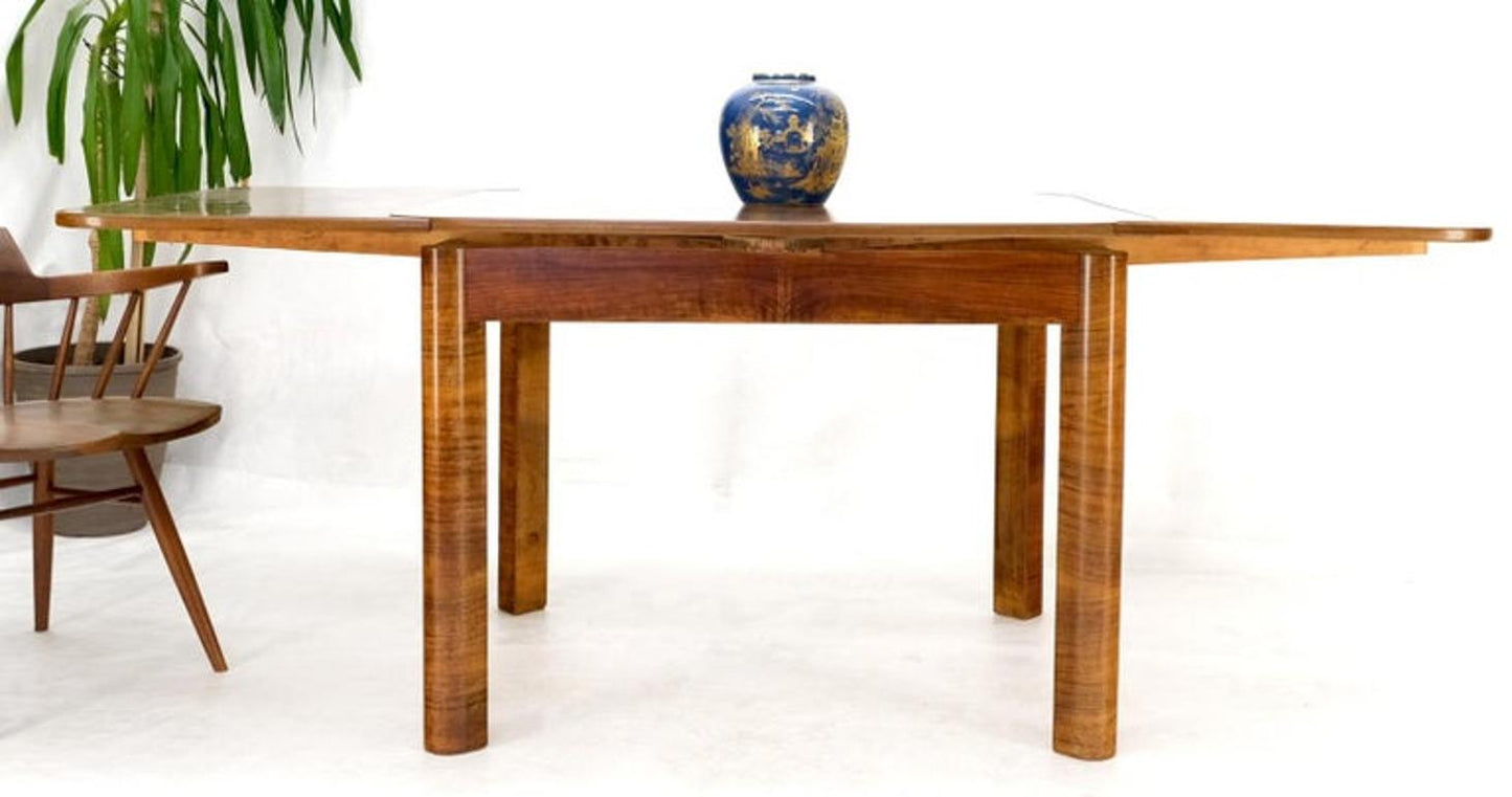 Swedish Mid-Century Modern Burl Wood Refectory Extending Dining Dinette Table