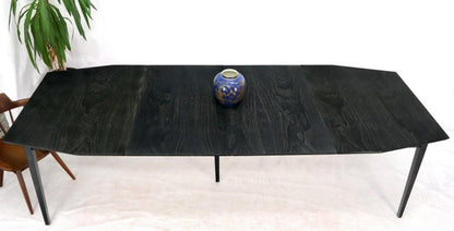 Rare Ebonized Cerused Walnut Mid-Century Modern Dining Table w/ Two Extensions