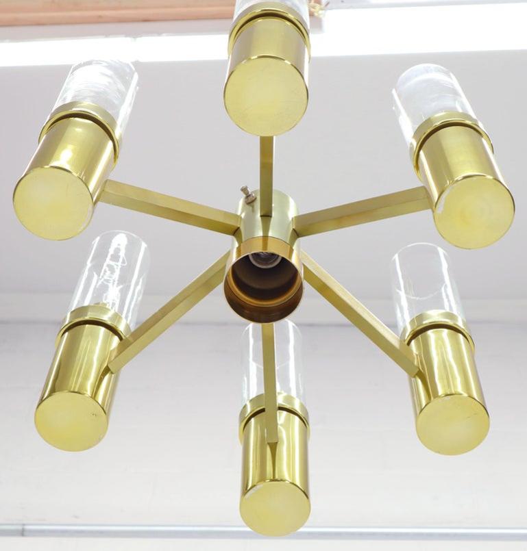 7 Bulbs 6 Point Geometric 3 Way Italian Light Fixture Chandelier Parzinger Style