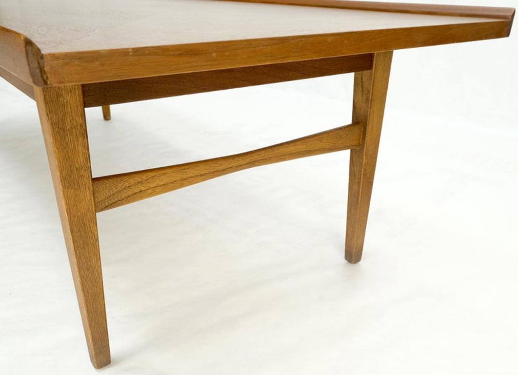 Danish Mid-Century Modern Walnut Long Rectangle Coffee Table W Rolled Edge Mint!