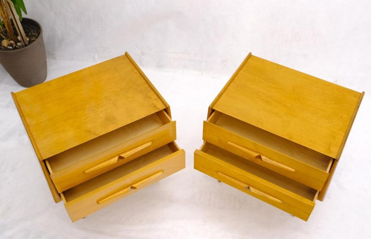 Pair of Honey Amber Lacquer Edmond Spence Two Drawer Nightstands End Tables