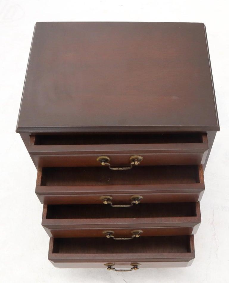 Miniature 4 Drawers Jewelry Letter Campaign Chest Dresser with Brass Drop Pulls